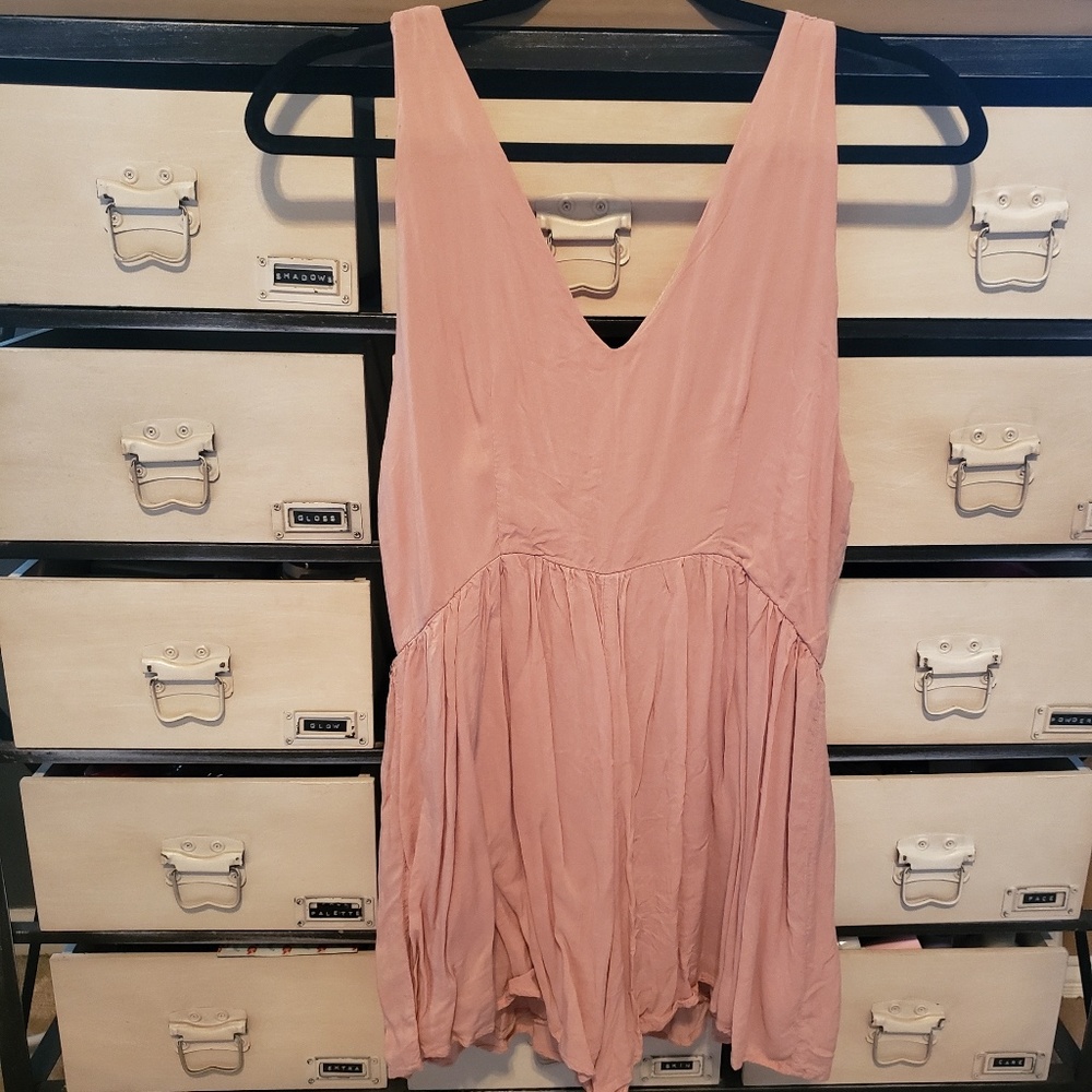 Tobi Pink Solid Low Back Romper - image 1